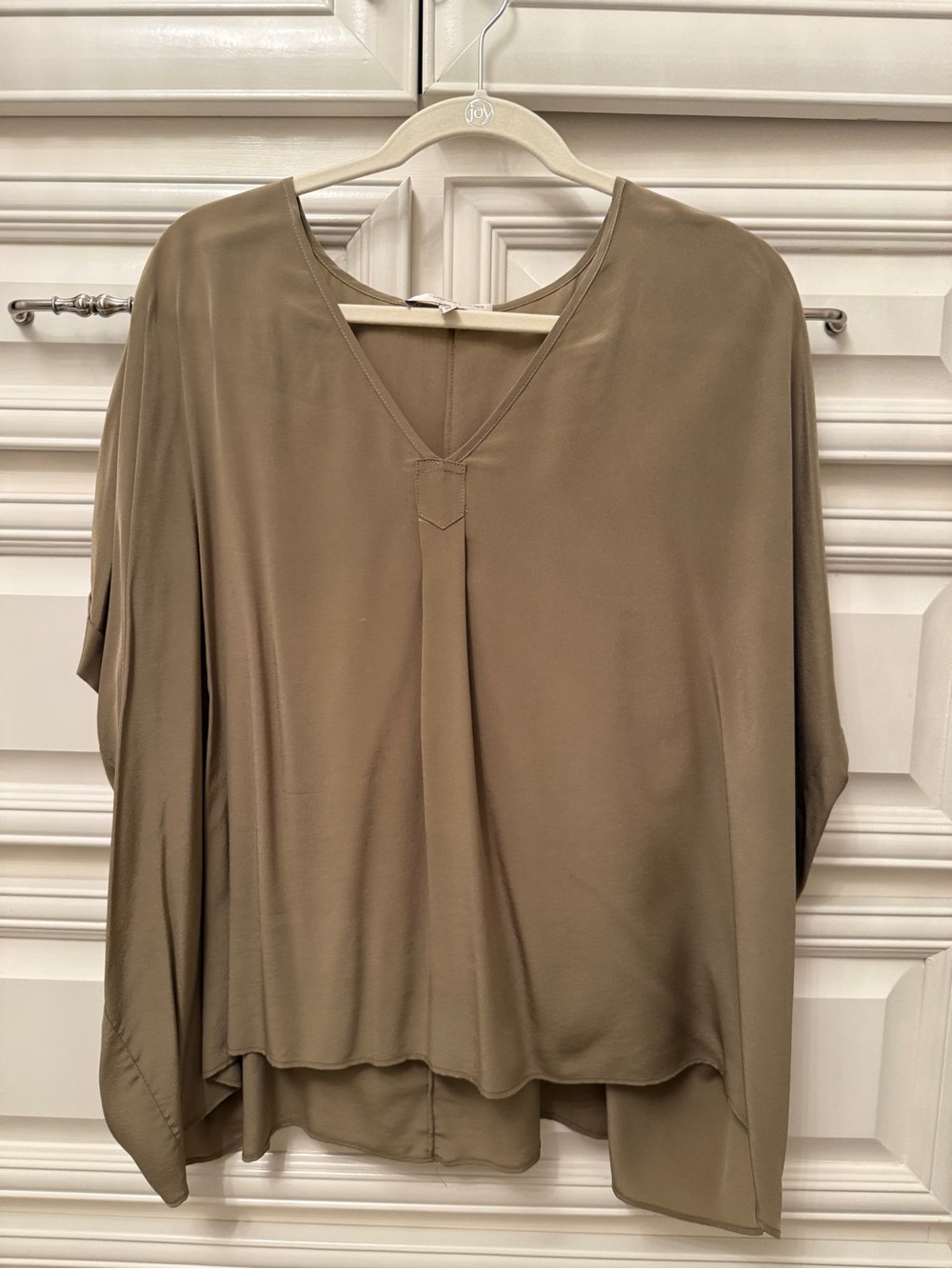 Lavender Brown Taupe / sage green V-Neck Draped Tunic
